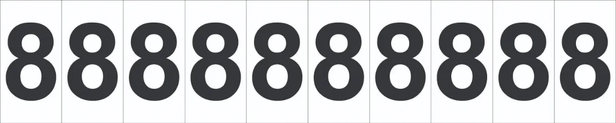 Placa De Sinalização Numeral 8 Cartela Com 10 Peças Tamanho 5x25cm