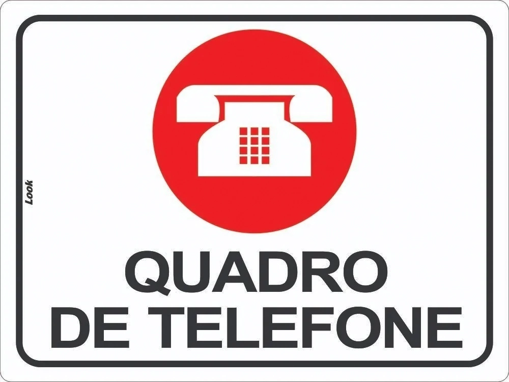 Placa Sinalização De Aviso Quadro De Telefone Tamanho 15x20cm