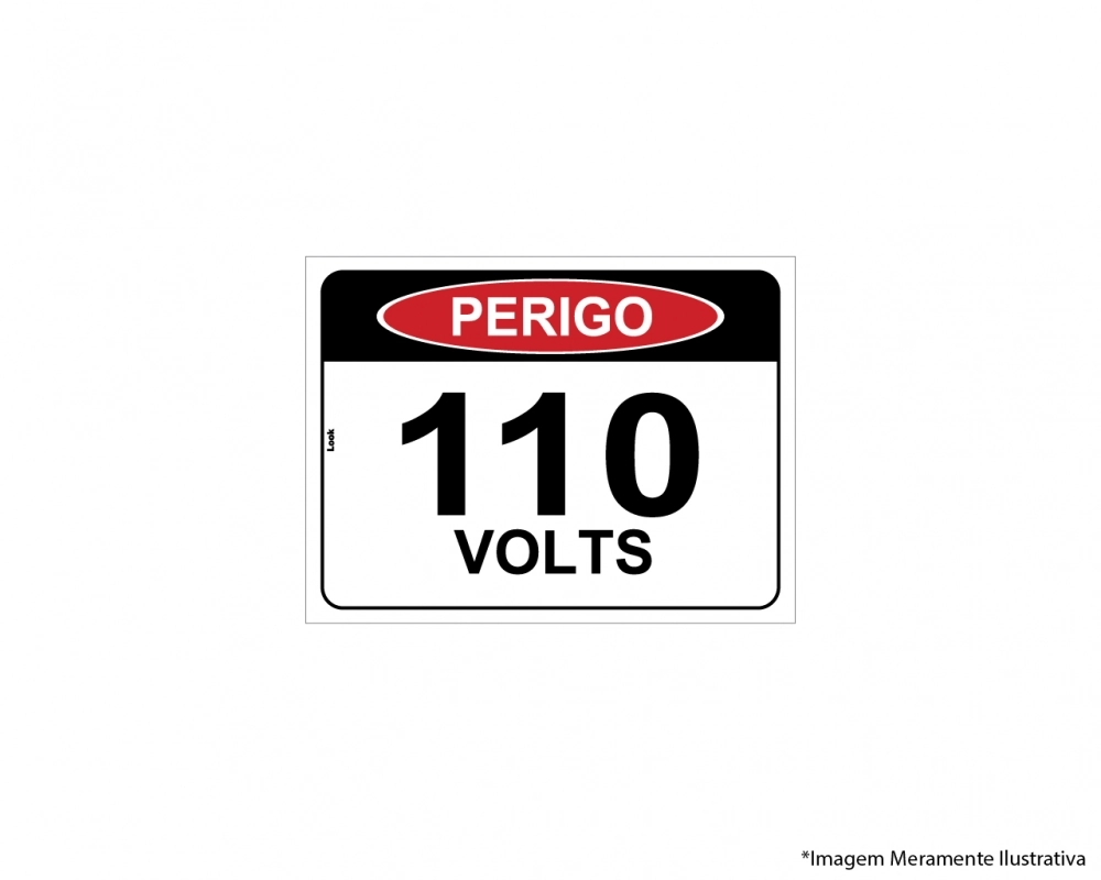 Placa Sinalização Perigo Energia Elétrica 110 Volts Tamanho 15x20cm