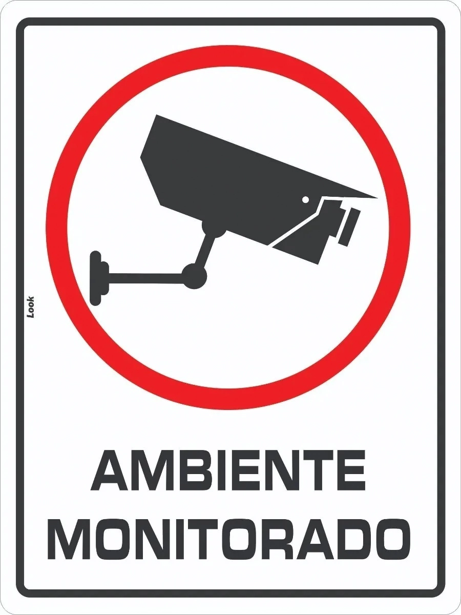 Placa Sinalização Ambiente Monitorado Por Cameras De Segurança Tamanho 15x20cm