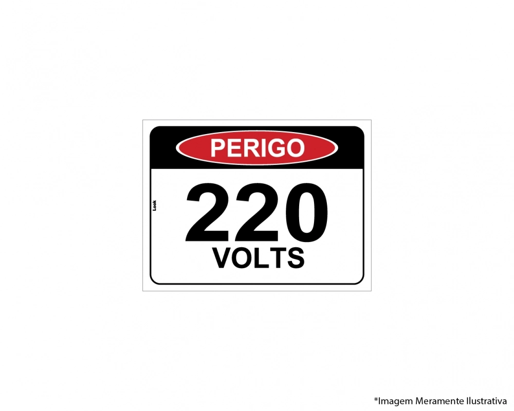 Placa Sinalização Perigo Energia Elétrica 220 Volts Tamanho 15x20cm