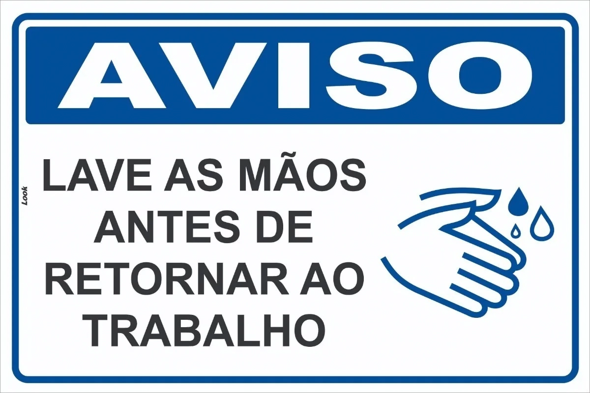 Placa De Aviso Lave As Mãos Antes De Retornar Ao Trabalho Tamanho 20x30cm