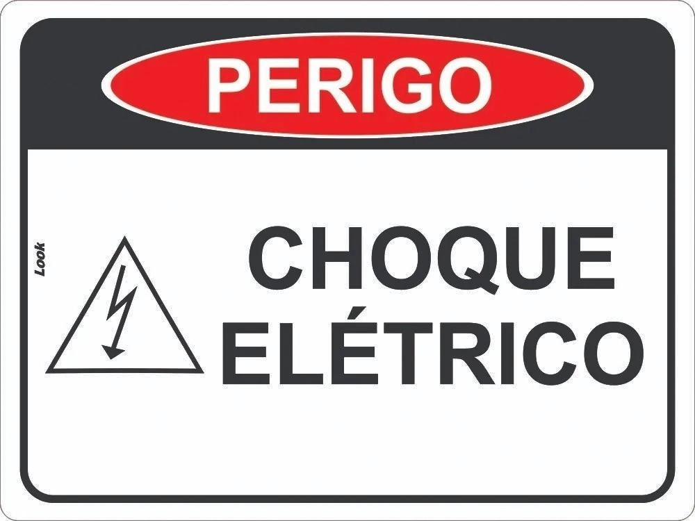 Placa Perigo Risco Choque Descarga Elétrico 15x20cm Tamanho 15x20cm