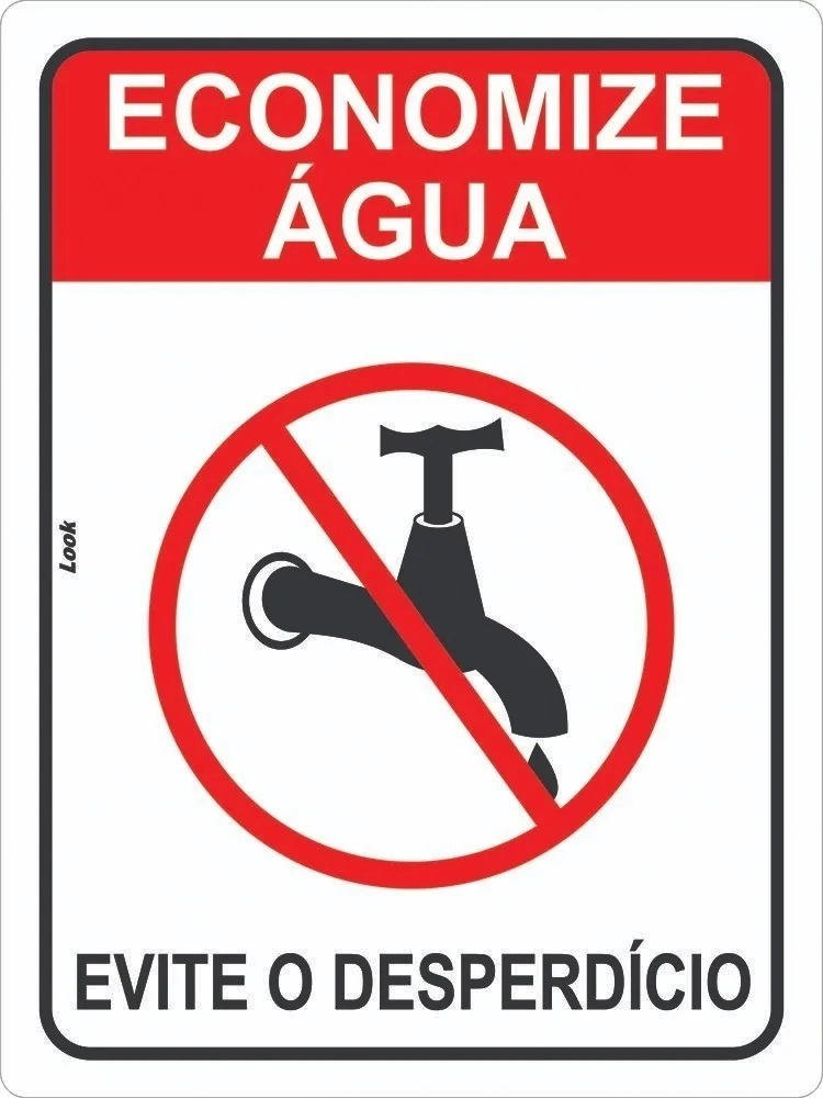 Placa Aviso Economize Água Evite O Desperdício 15x20cm Tamanho 15x20cm