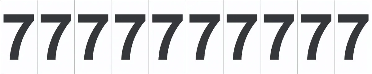 Placa De Sinalização Numeral 7 Cartela Com 10 Peças Tamanho 5x25cm