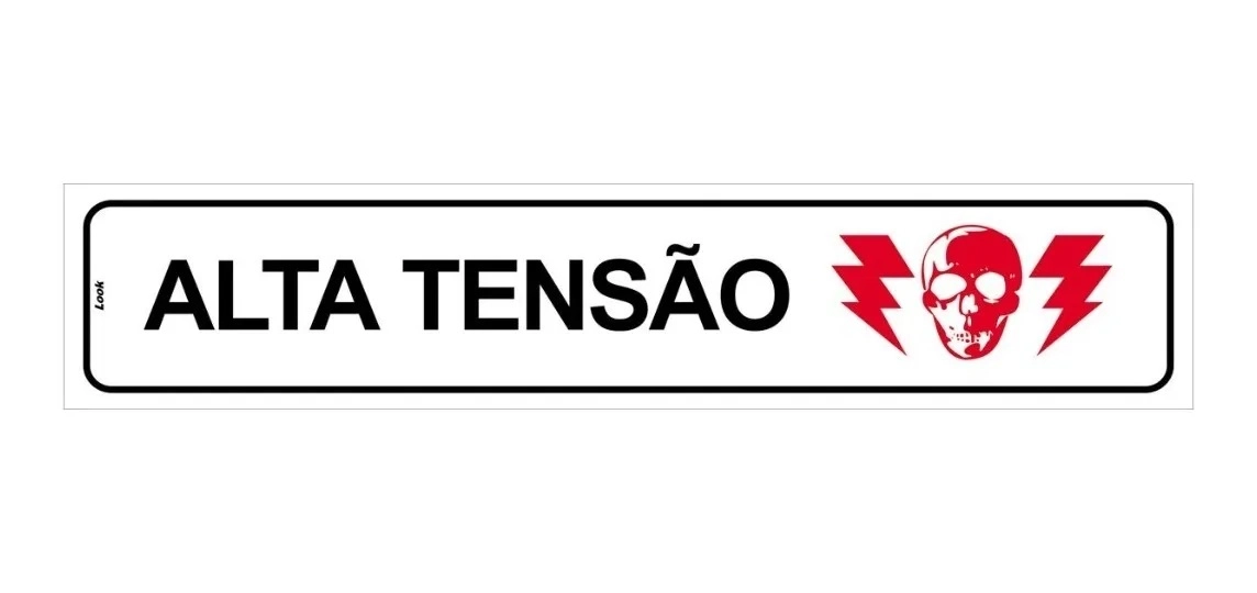 Placa De Sinalização Aviso Alta Tensão Risco De Morte Tamanho 5x25cm