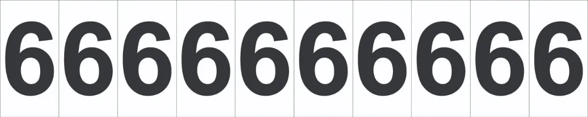 Etiqueta De Sinalização Numeral 6 Cartela Com 10 Peças Tamanho 5x25cm