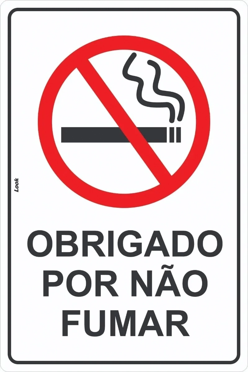 Placa De Sinalização Proibido Fumar Obrigado Por Não Fumar Tamanho 20x30cm