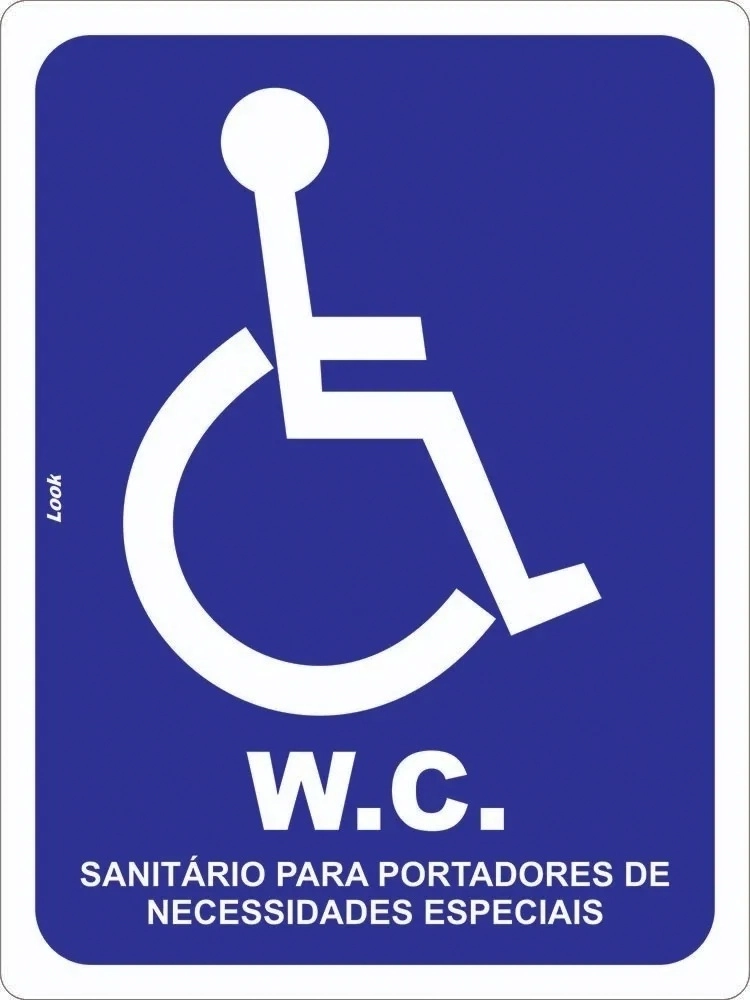 Placa Pcd Sinalização Banheiro W.c. Deficientes Tamanho 15x20cm
