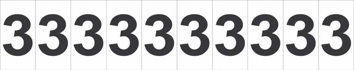 Placa Identificação Numérica 3 Três Cartela Com 10 Peças Autocolante Tamanho 5x25cm