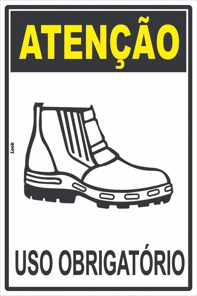 Placa Sinalização Epi Uso Obrigatório De Bota Ou Botina Tamanho 20x30cm