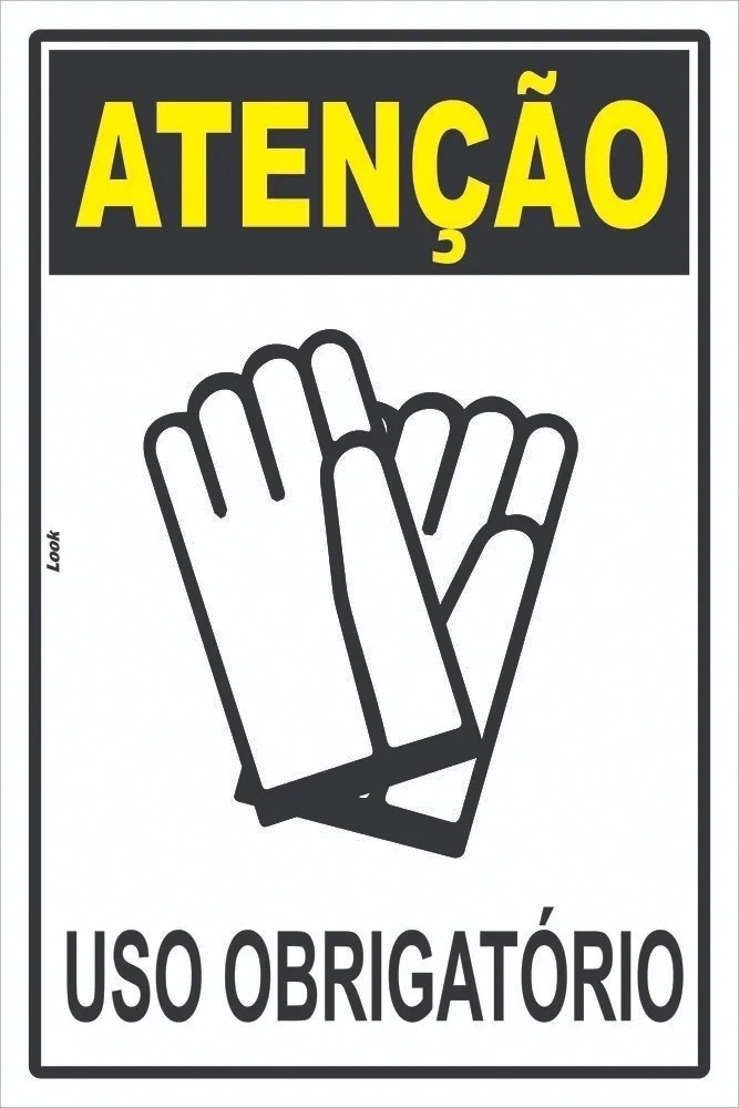 Placa Epi Uso Obrigatório De Luvas De Segurança Sinalização Atenção Tamanho 20x30cm