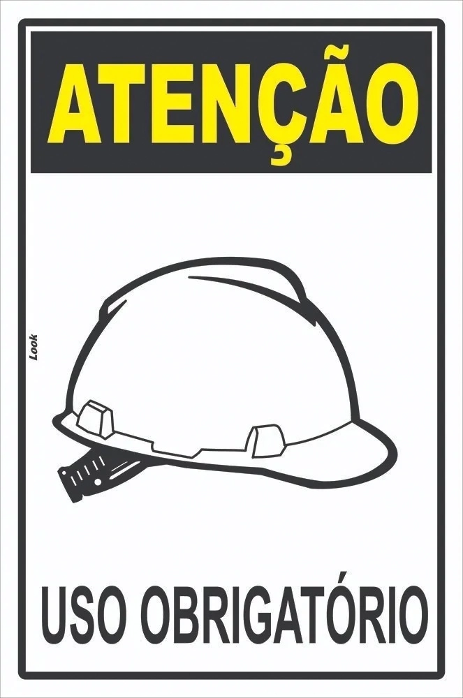 Placa Sinalização Epi Uso Obrigatório De Capacete Tamanho 20x30cm