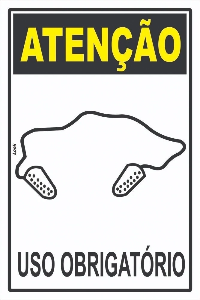 Placa Sinalização Epi Uso Obrigatório De Protetor Auricular Tamanho 20x30cm