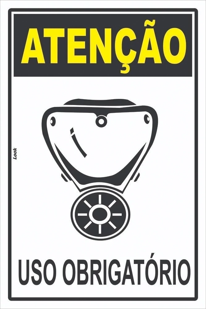 Placa Sinalização Epi Uso Obrigatório De Máscara Respiratória Tamanho 20x30cm