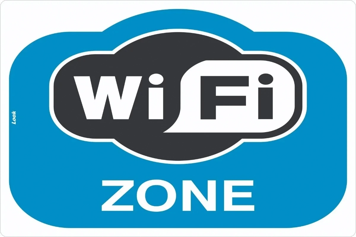 Placa Sinalização Wifi Zone Wireless Hotspot Azul Tamanho 20x30cm