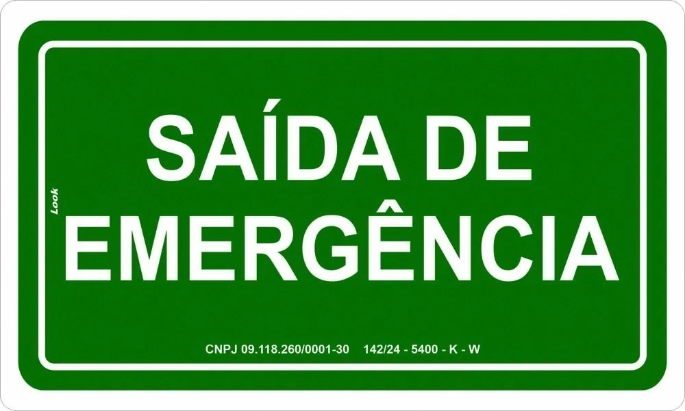 Placa De Sinalização Fotoluminescente Rota De Fuga Saída De Emergência Tamanho 15x25cm