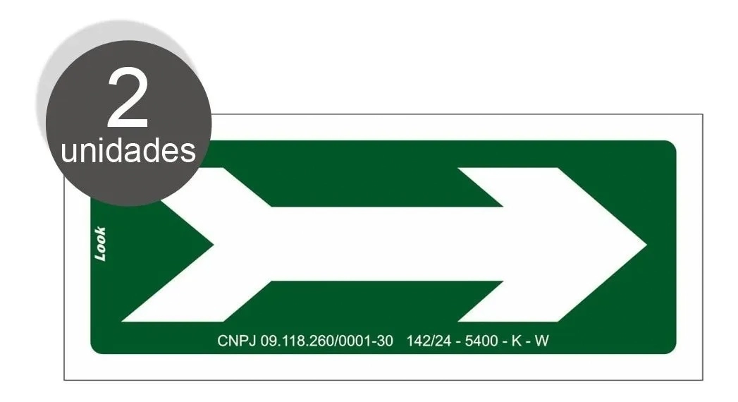 Placa Sinalização Seta Direita C1 Fotoluminescente 2 Unid. Tamanho 7,5x18cm