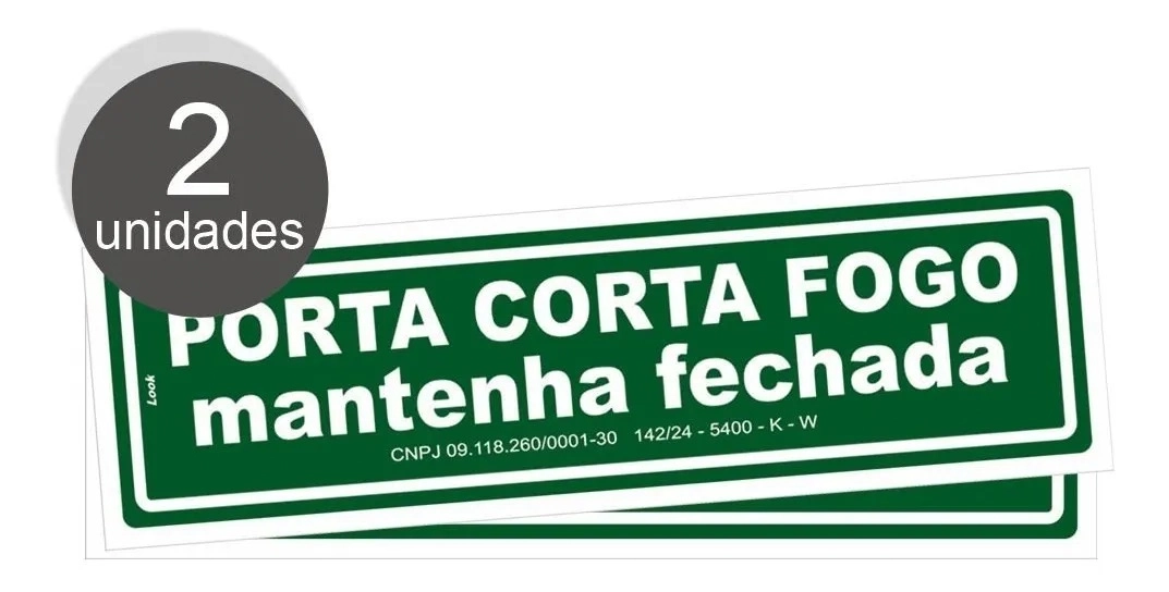 Placa De Sinalização Porta Corta Fogo Fotoluminescente 2 Unid. Tamanho 15x25cm