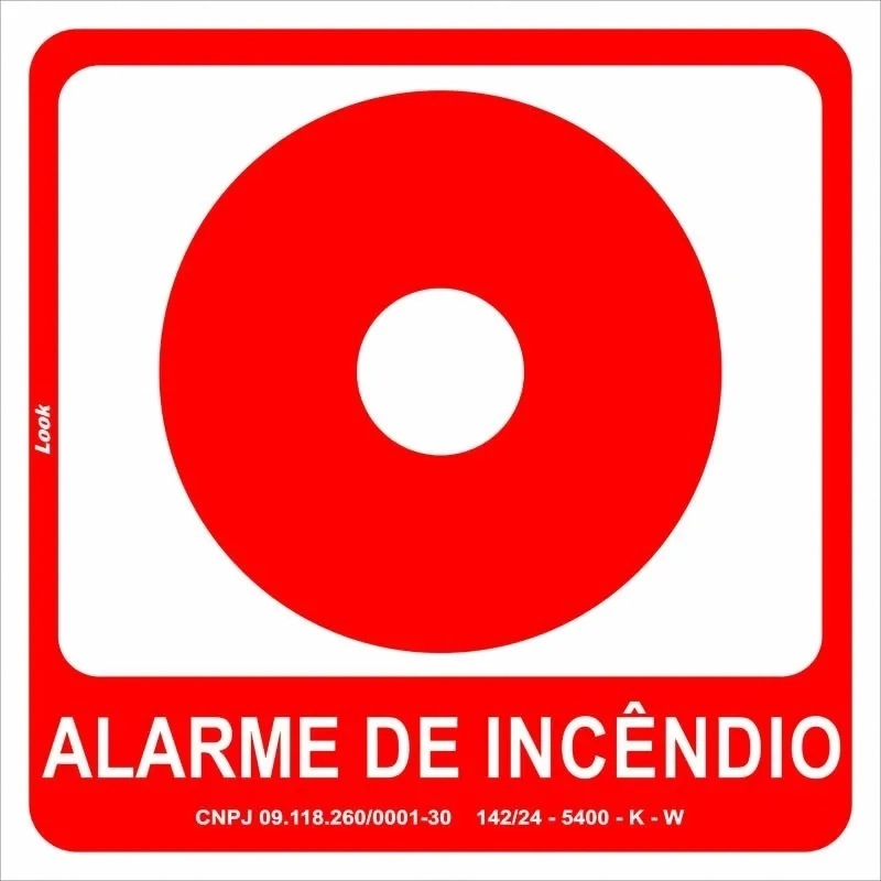 Placa Alarme De Incêndio Fotoluminescente E2 Tamanho 20x20cm