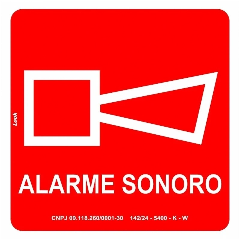 Placa Sinalização Fotoluminescente E1 Alarme Sonoro Incêndio Tamanho 20x20cm