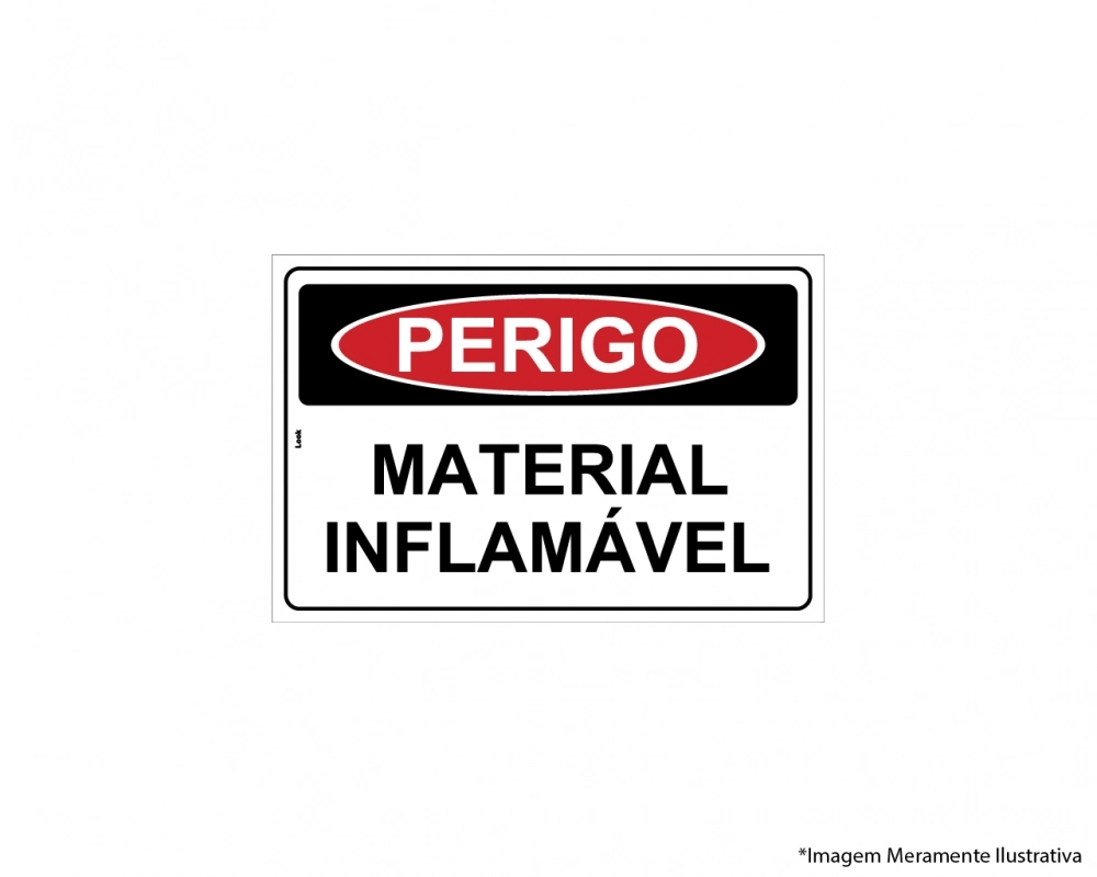 Placa Sinalização Perigo Material Inflamável Cuidado Tamanho 20x30cm