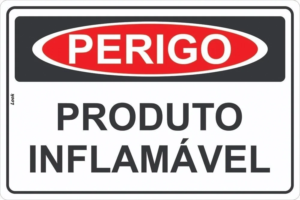 Placa Sinal. Perigo Produto Inflamável Tamanho 20x30cm