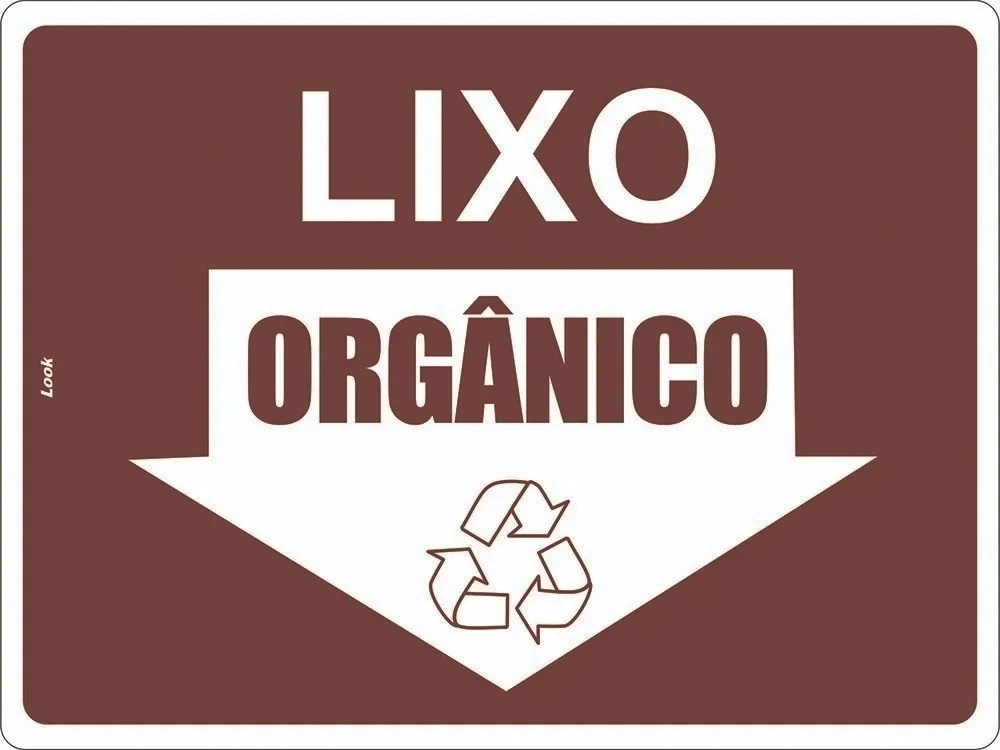 Placa Indicativa Lixo Orgânico Material Reciclável Tamanho 15x20cm