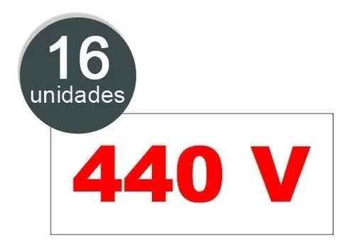 Etiqueta 440v Auto Adesiva Para Tomadas Placa Cartela Com 16 Peças Tamanho 5x25cm