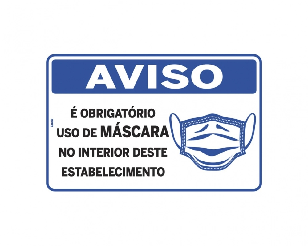 Placa Sinalização Aviso Uso Obrigatório De Máscara Tamanho 20x30cm