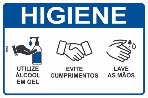 Placa De Sinalização Orientação Higienize Limpe Suas Mãos Tamanho 20x30cm
