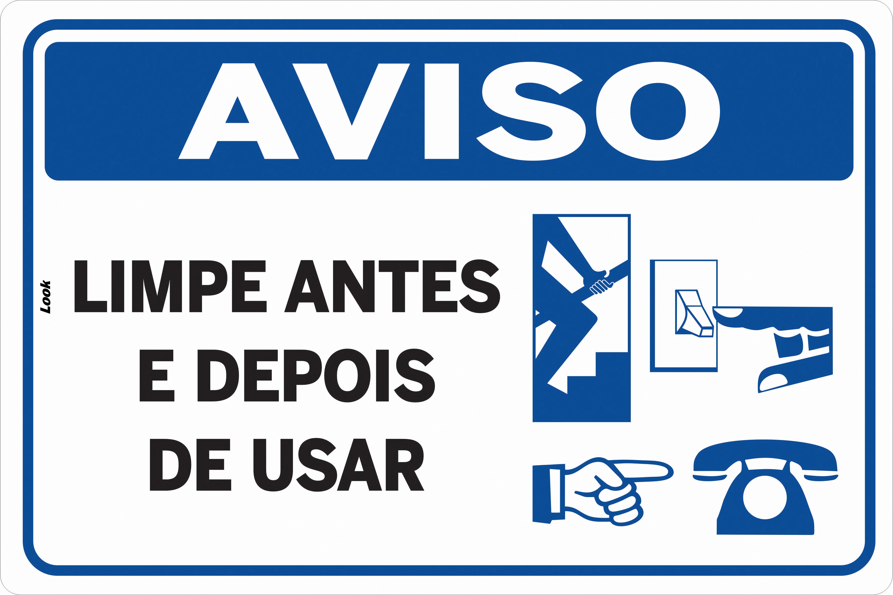 Placa De Aviso Limpe Antes E Depois De Usar Tamanho 20x30cm