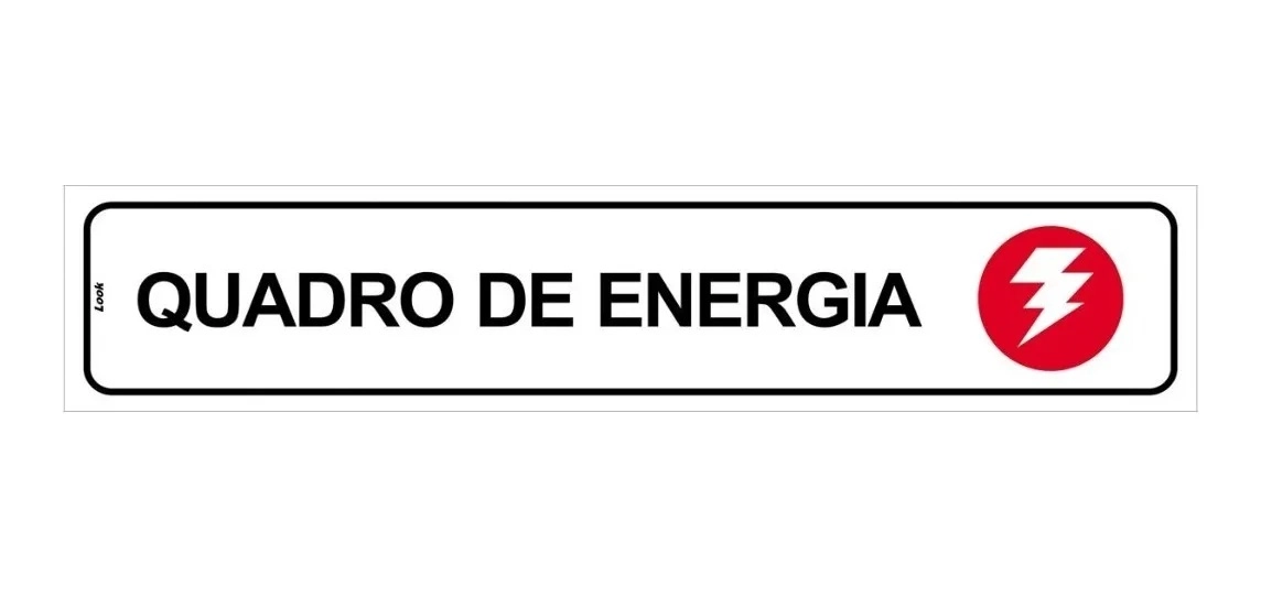 Placa De Sinalização Aviso Quadro De Energia Tamanho 5x25cm