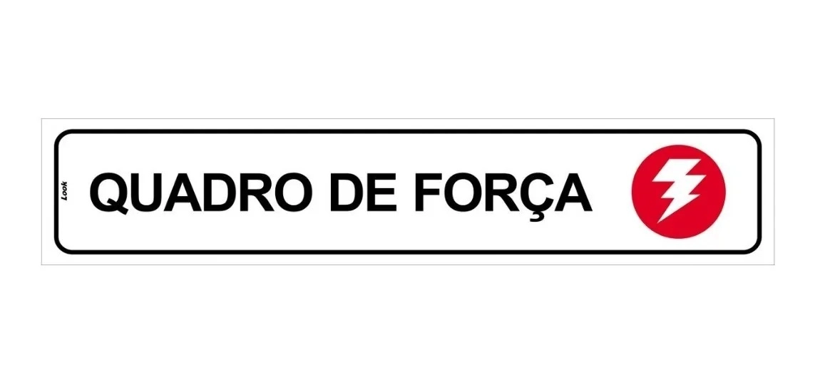 Placa De Sinalização Aviso Quadro De Força Tamanho 5x25cm