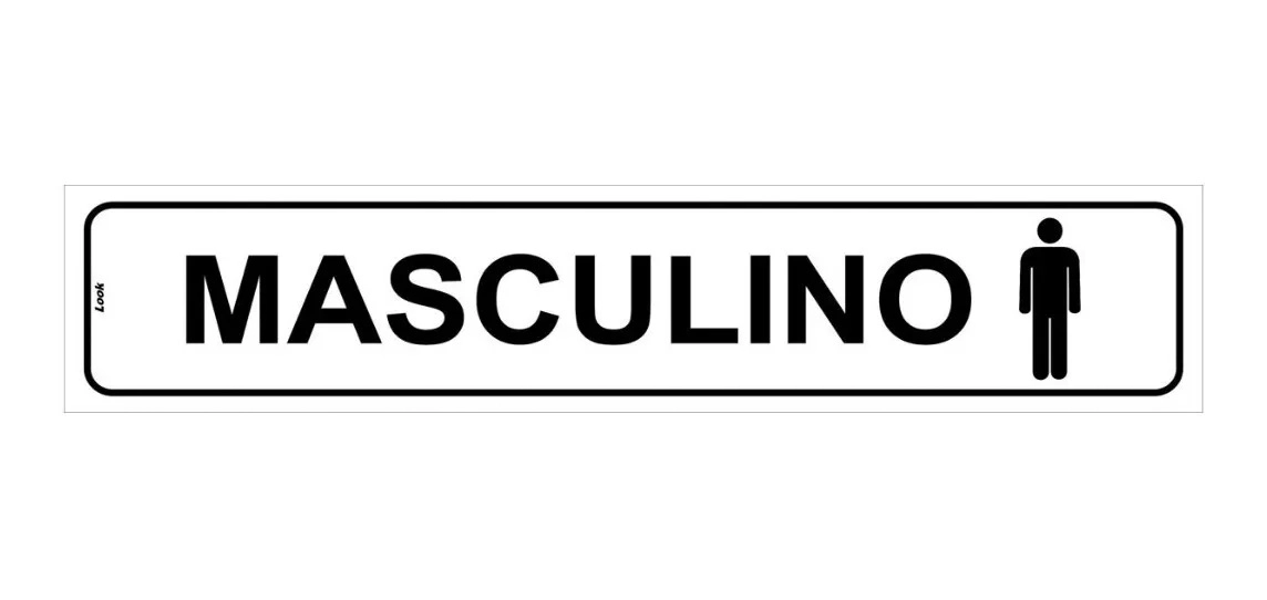 Placa De Sinalização Banheiro Masculino Para Porta Tamanho 5x25cm