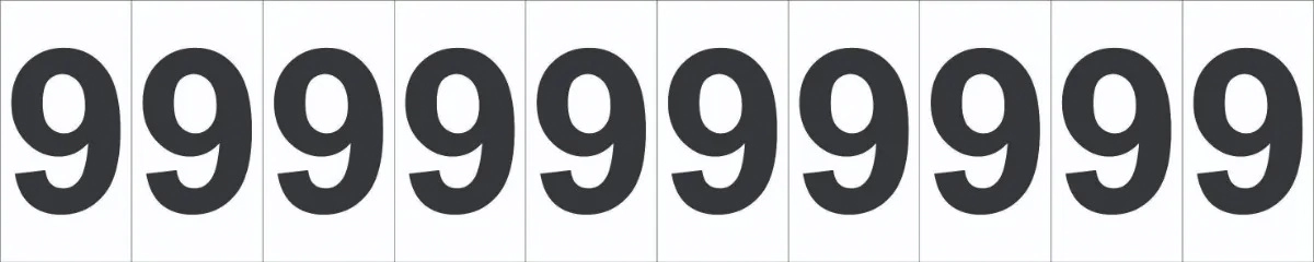 Placa De Sinalização Numera 9 Cartela Com 10 Peças Tamanho 5x25cm