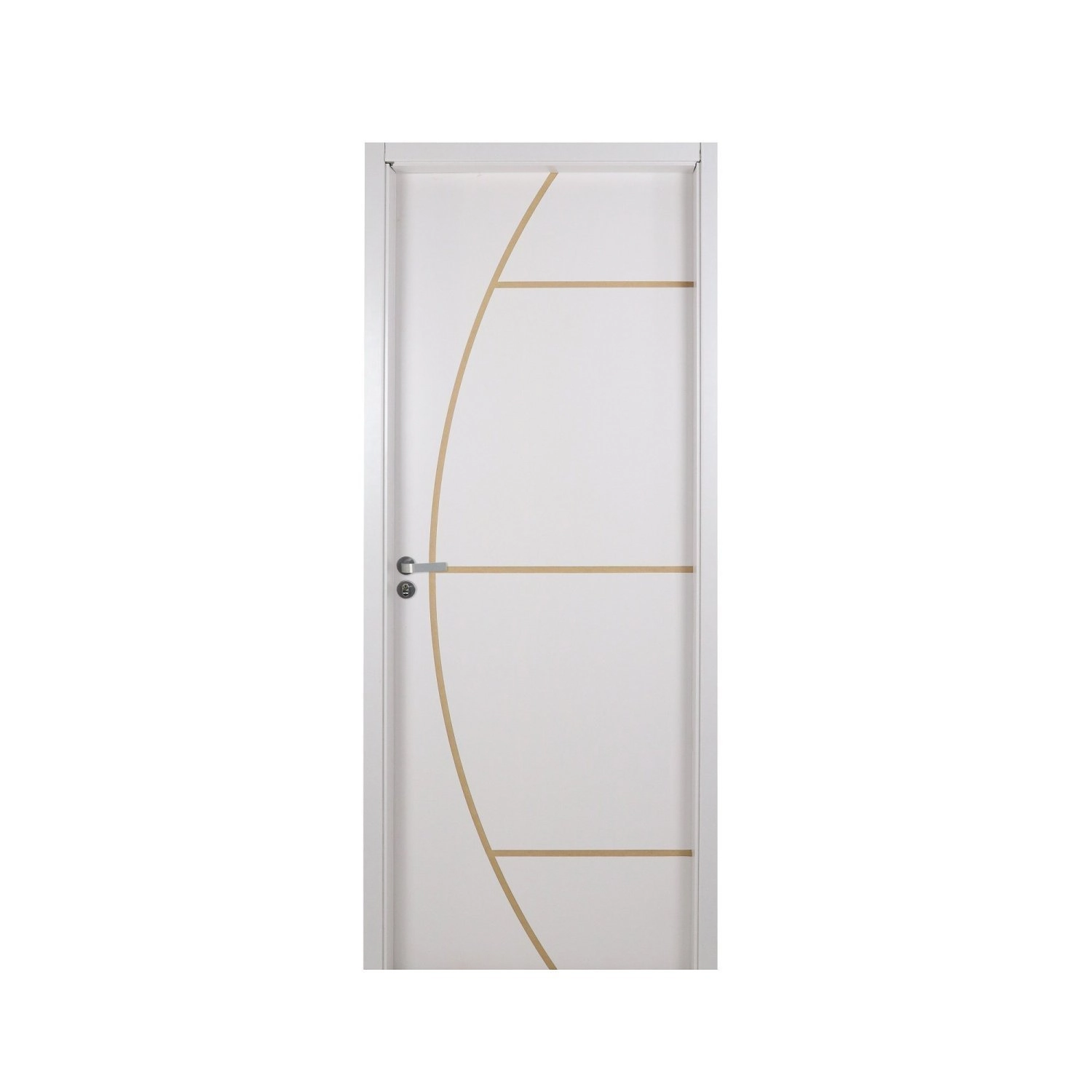 Kit Porta De Madeira Decorada 215x74cm Com Batente De Mdf Ultra 10cm Gaúcha Mgm Abertura Direita Branco