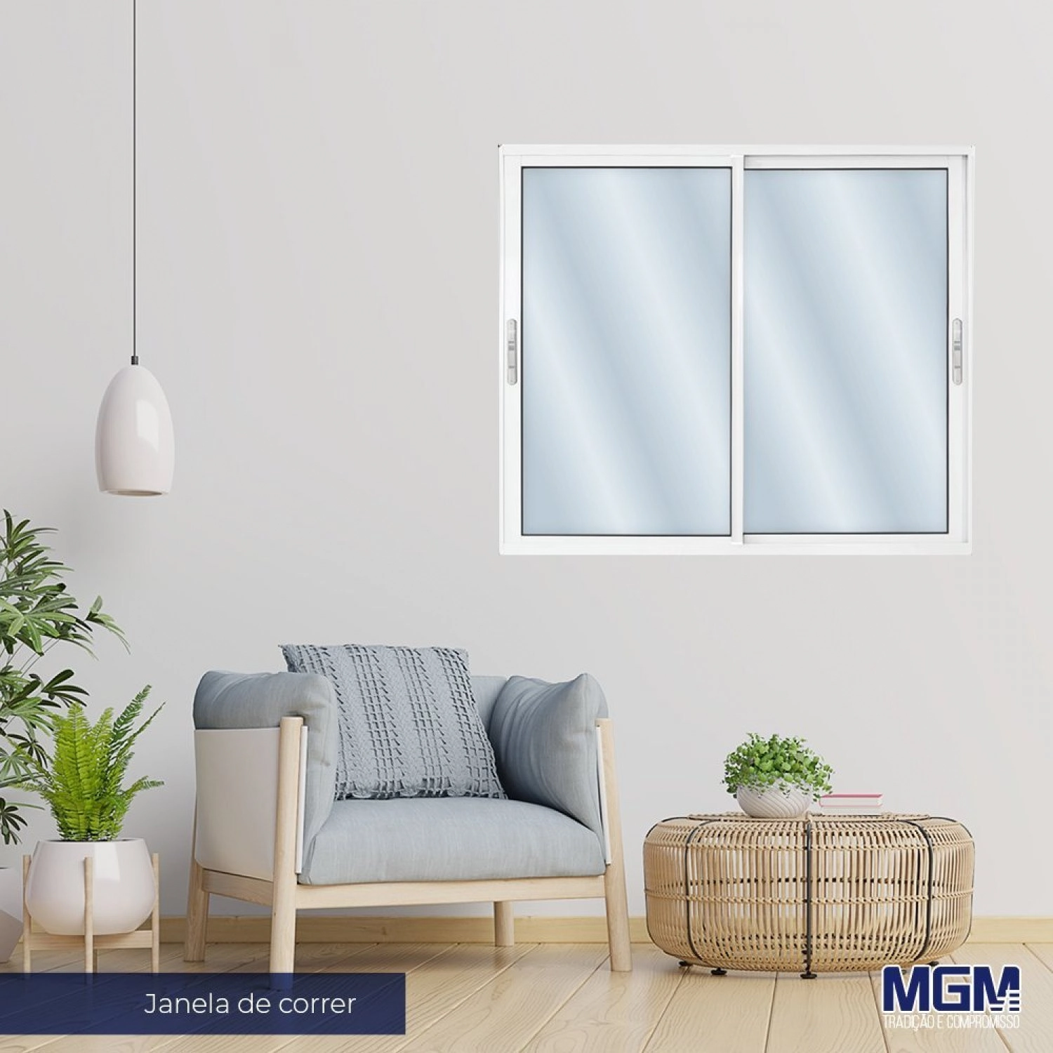 Janela De Alumínio De Correr 100x200cm 2 Folhas Com Vidro Mini Boreal Linha Solida Mgm Branco