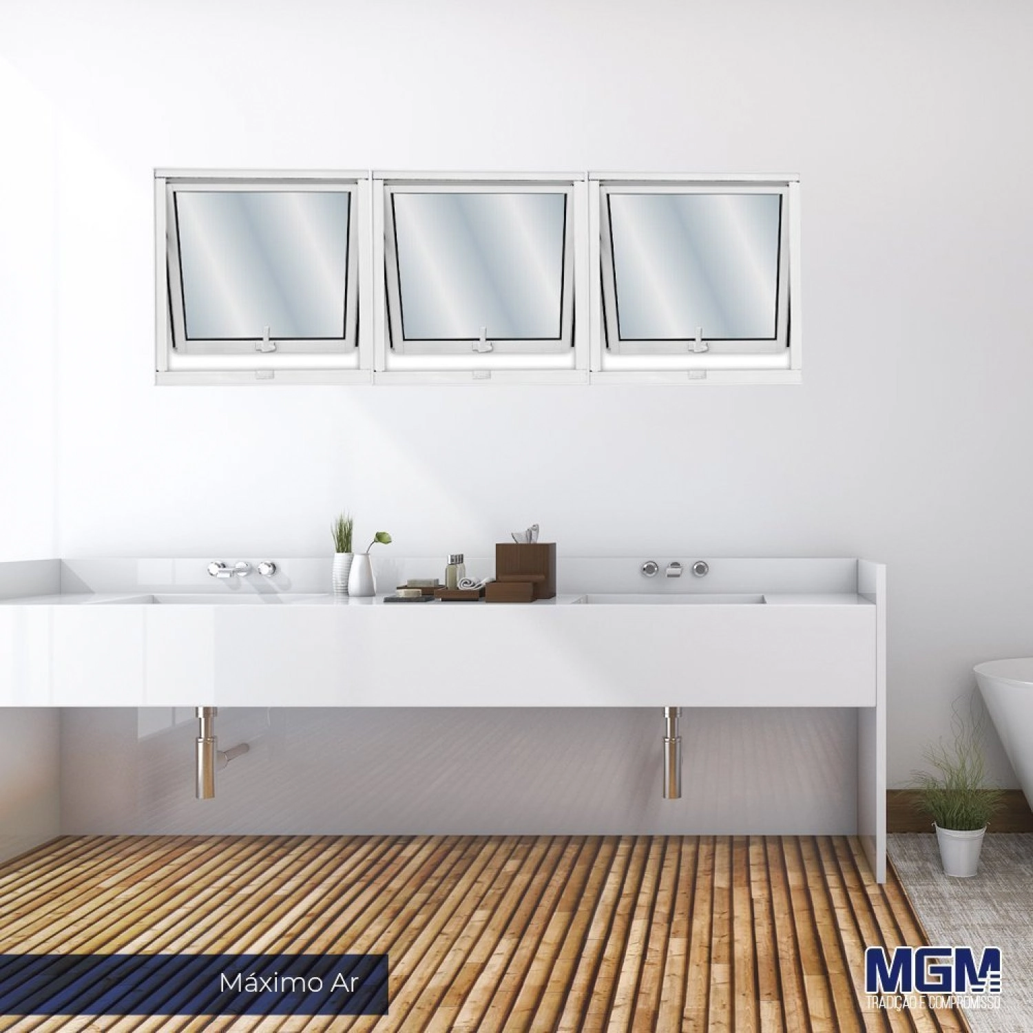 Janela De Alumínio Maxim-ar 60x60cm Com Vidro Mini Boreal Soft Mgm Branco Branco