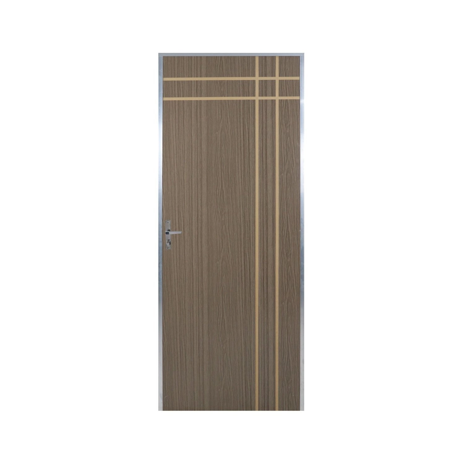 Kit Porta De Madeira Decorada 212x95cm Com Batente De Aluminio 3,6cm Mantiqueira Mgm Carvalho Quebec