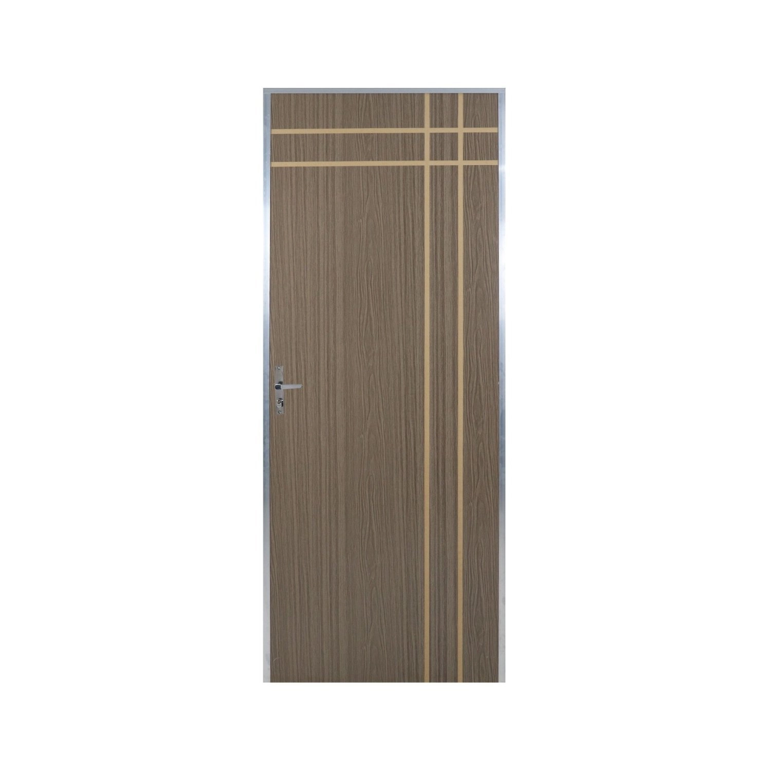 Kit Porta De Madeira Decorada 212x95cm Com Batente De Aluminio 3,6cm Mantiqueira Mgm Carvalho Quebec