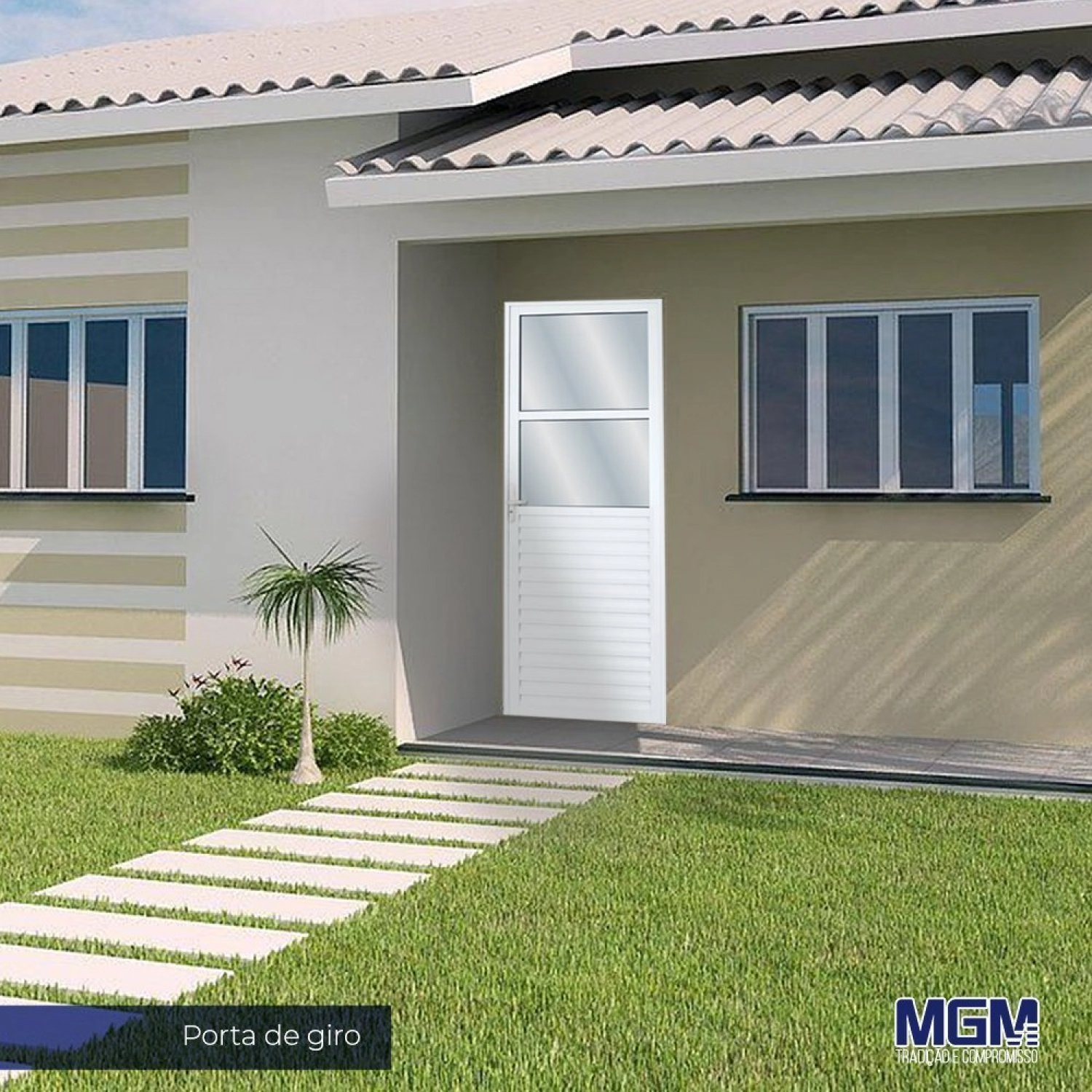 Porta De Alumínio 210x70cm Com 2 Vidros Lisos Linha Solida Mgm