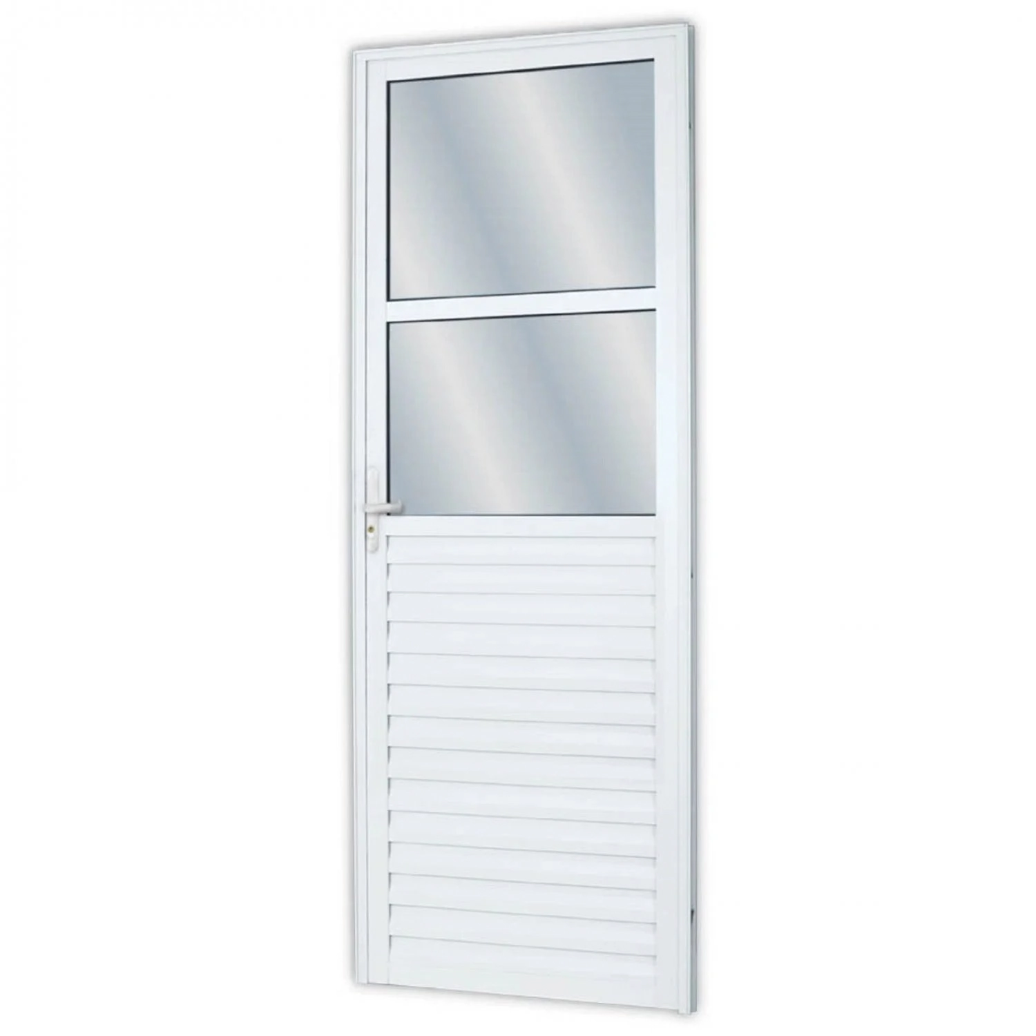 Porta De Alumínio 210x70cm Com 2 Vidros Mini Boreal Linha Solida Mgm Abertura Direita Branco