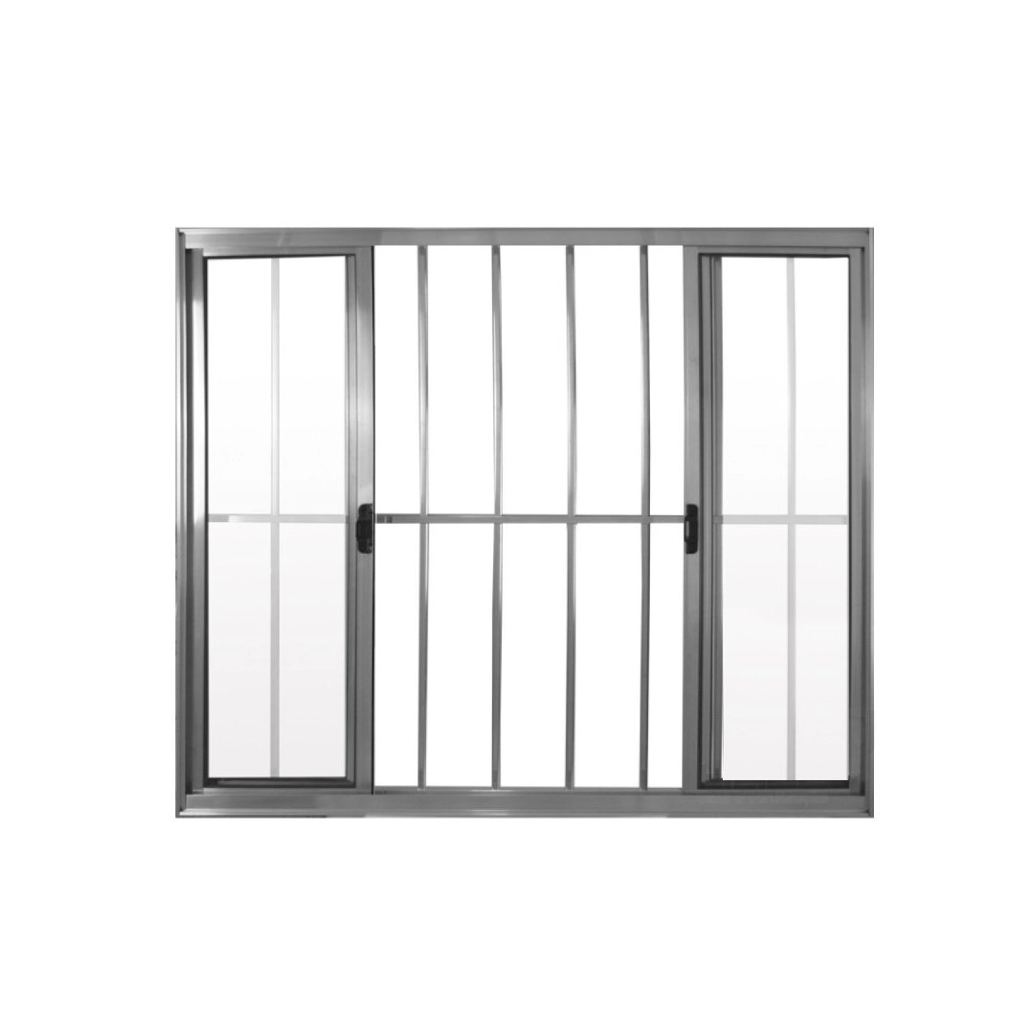 Janela De Alumínio De Correr 100x100cm 4 Folhas Grade Hale Esquadrias Prata