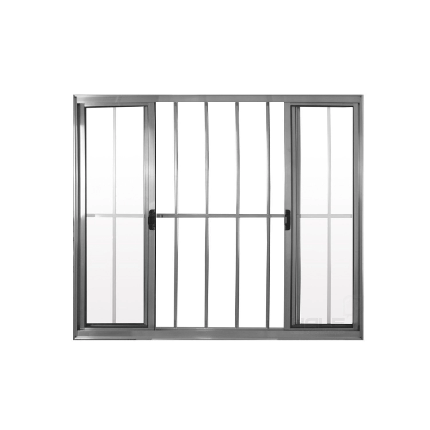 Janela De Alumínio De Correr 100x150cm 4 Folhas Grade Hale Esquadrias Prata