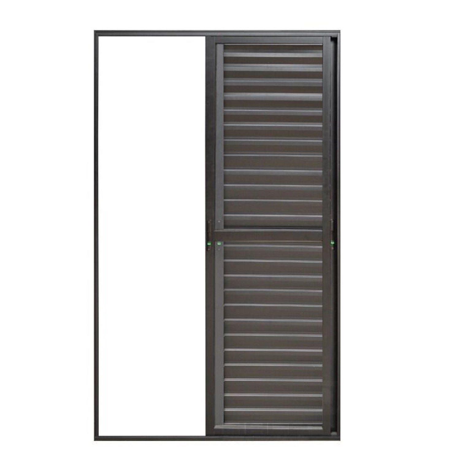 Porta De Alumínio Veneziana 210x150cm 3 Folhas Hale Esquadrias Preto
