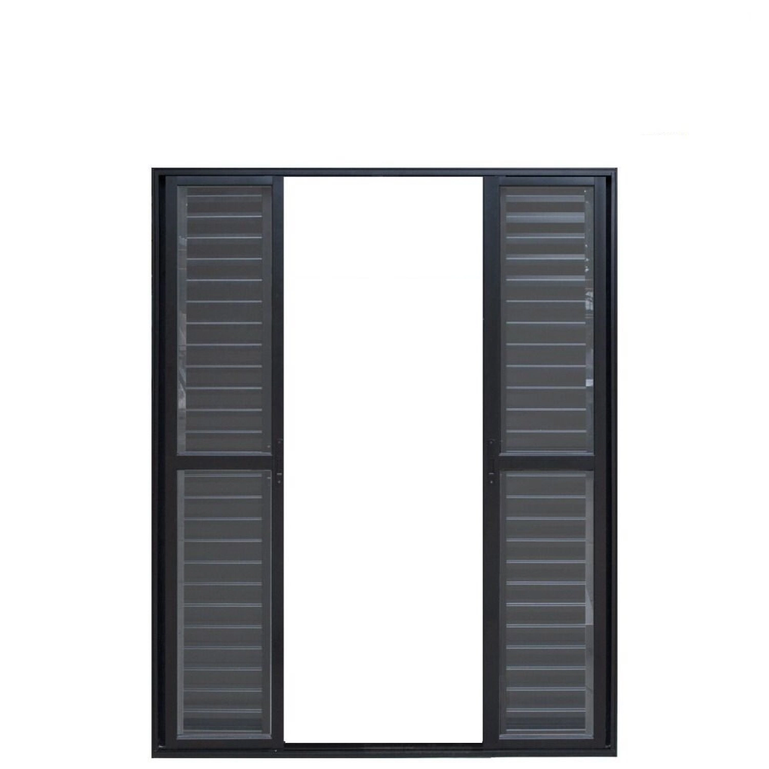 Porta De Alumínio Veneziana 210x200cm 6 Folhas Hale Esquadrias Preto