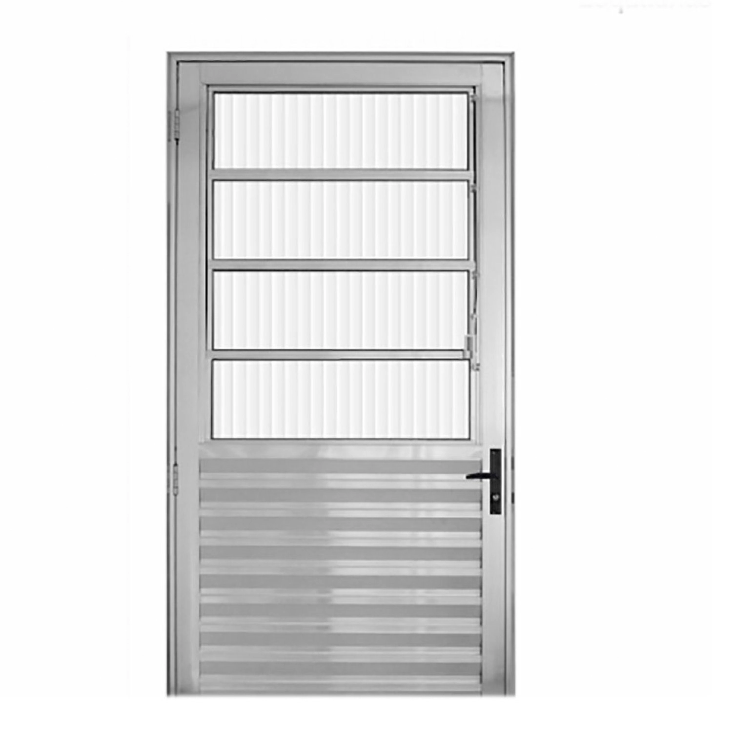 Porta De Alumínio Com Basculante 210x70cm Lado Direito Hale Esquadrias Acetinado