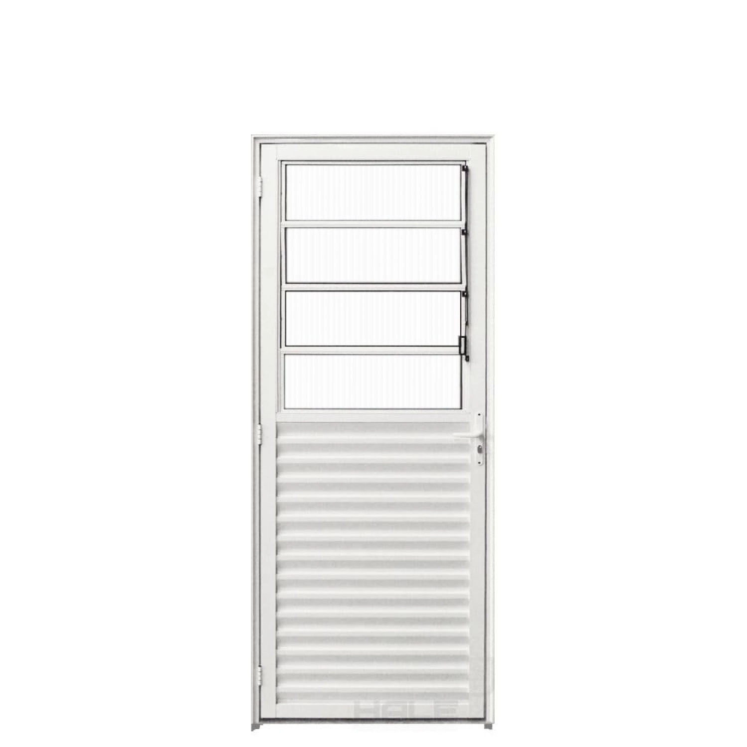 Porta De Alumínio Com Basculante 210x80cm Hale Esquadrias Abertura Direita Branco