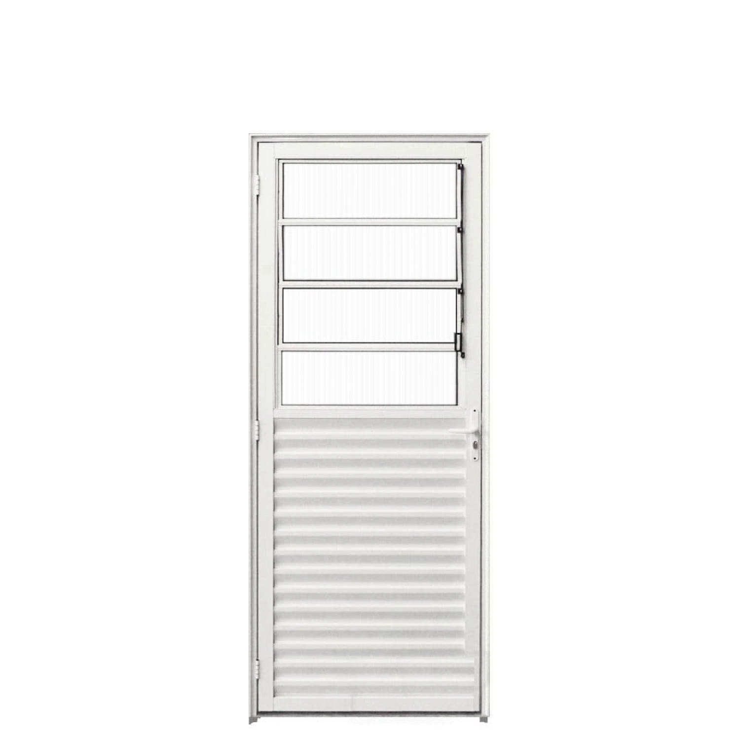 Porta De Alumínio Com Basculante 210x80cm Hale Esquadrias Abertura Esquerda Branco